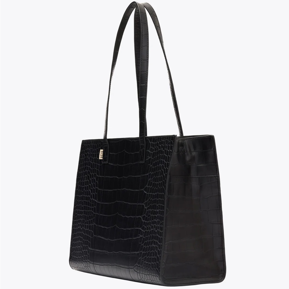 Beis the Work Tote in Black Croc